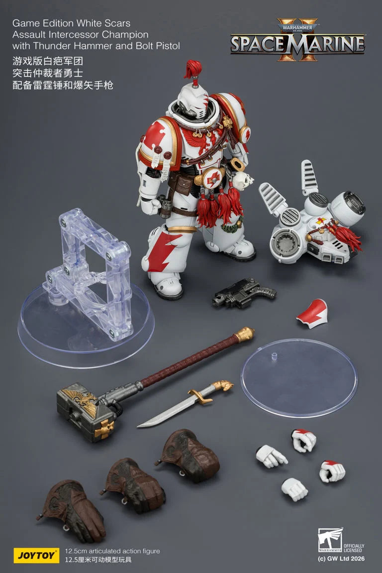 Warhammer 40K Space Marine 2 White Scars Assault Intercessor Champion (Game Edition) 1/18 Scale Action Figure