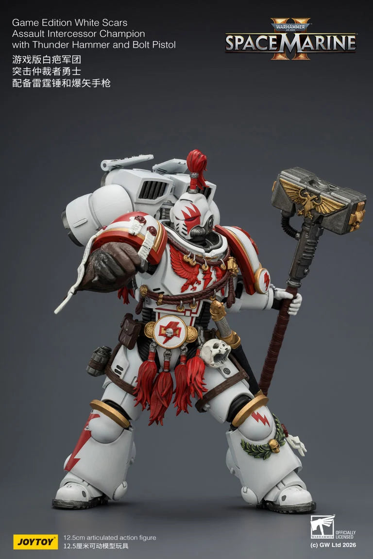 Warhammer 40K Space Marine 2 White Scars Assault Intercessor Champion (Game Edition) 1/18 Scale Action Figure