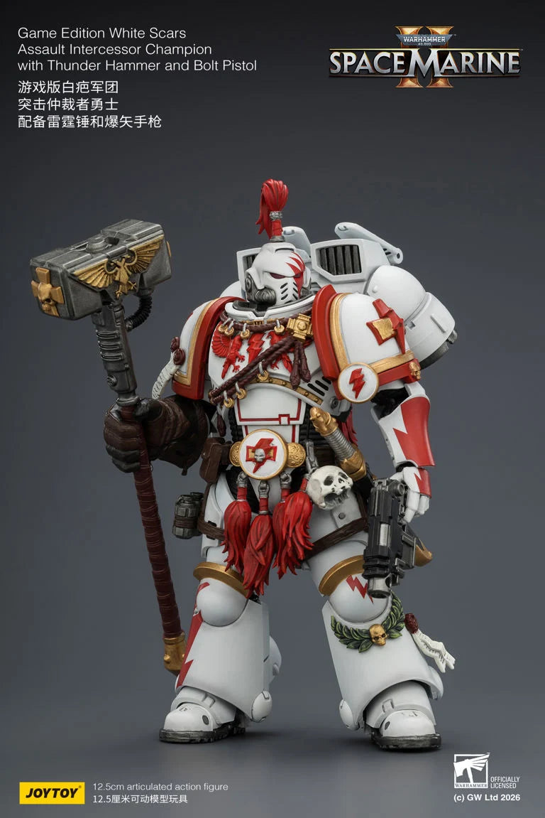 Warhammer 40K Space Marine 2 White Scars Assault Intercessor Champion (Game Edition) 1/18 Scale Action Figure
