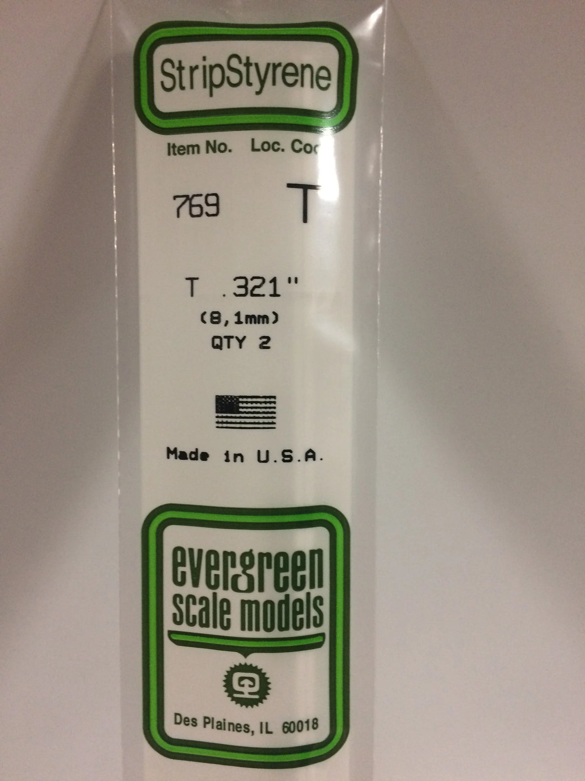 .321 T Shape Strip Styrene 4pk