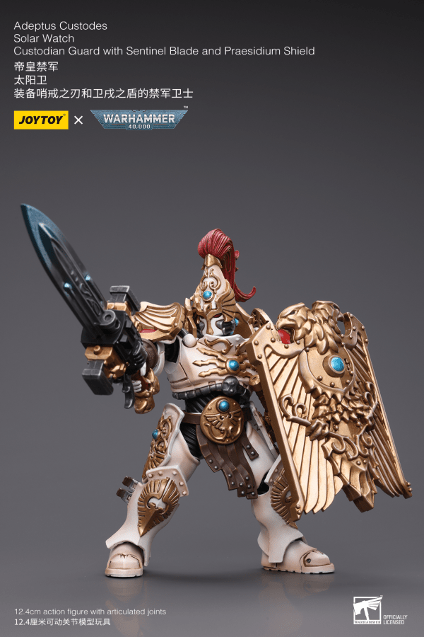 Warhammer 40K Adeptus Custodes Solar Watch Custodian Guard with Sentinel Blade and Praesidium Shield 1/18 Scale Figure