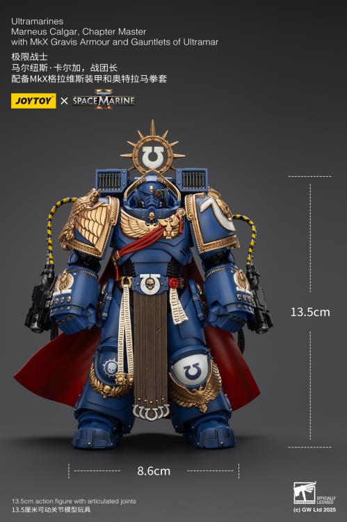 Warhammer 40,000 Space Marine 2 Ultramarines Marneus Calgar Chapter Master with MKX Gravis Armour and Gauntlets of Ultramar 1/18 Scale Action Figure