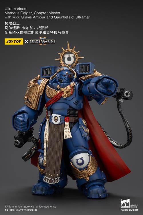 Warhammer 40,000 Space Marine 2 Ultramarines Marneus Calgar Chapter Master with MKX Gravis Armour and Gauntlets of Ultramar 1/18 Scale Action Figure