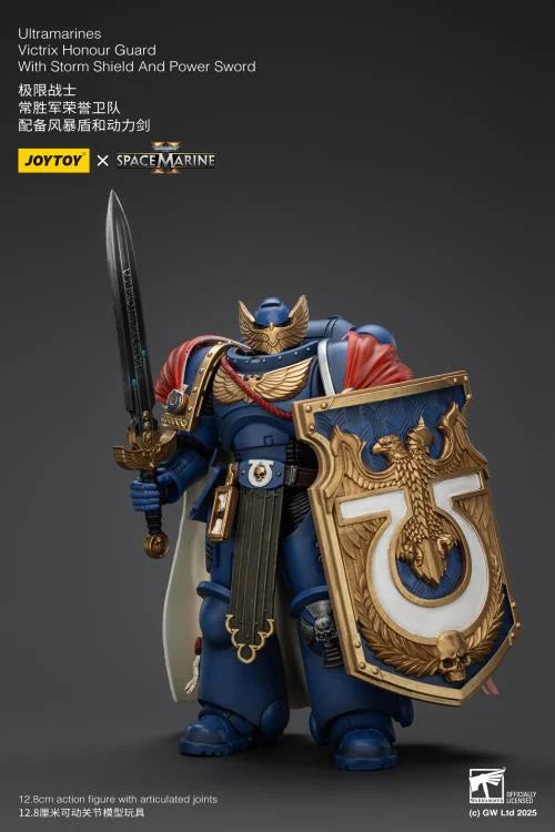 Warhammer 40,000 Space Marine 2 Ultramarines Victrix Honour Guard With Storm Shield And Power Sword 1/18 Scale Action Figure