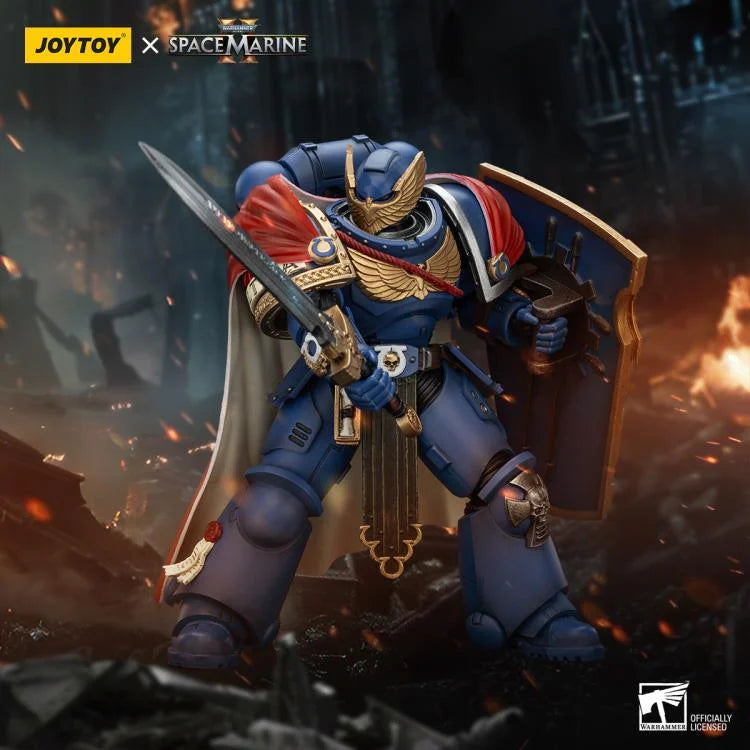 Warhammer 40,000 Space Marine 2 Ultramarines Victrix Honour Guard With Storm Shield And Power Sword 1/18 Scale Action Figure