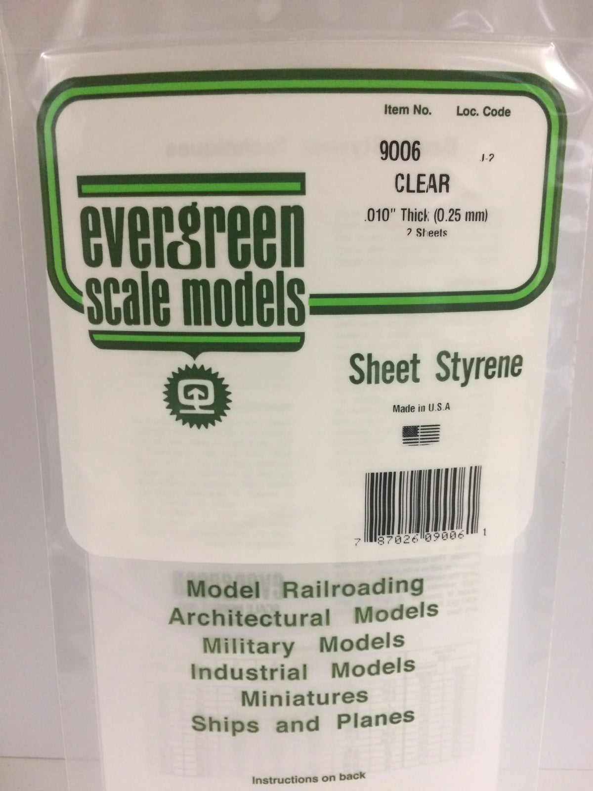 .010 Clear Sheets 6"x12" 2pk