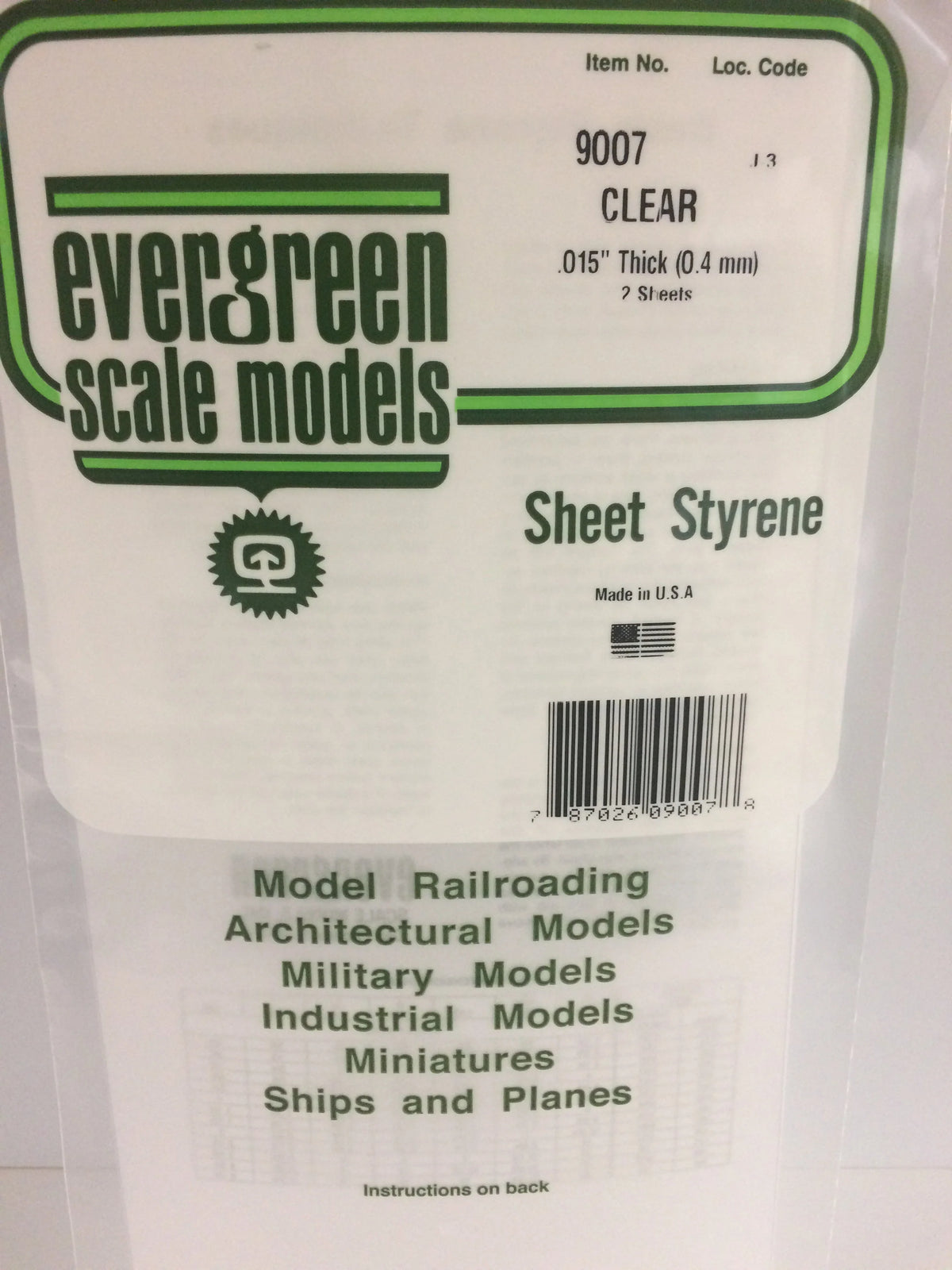 .015 Clear Sheets 6"x12" 2pk