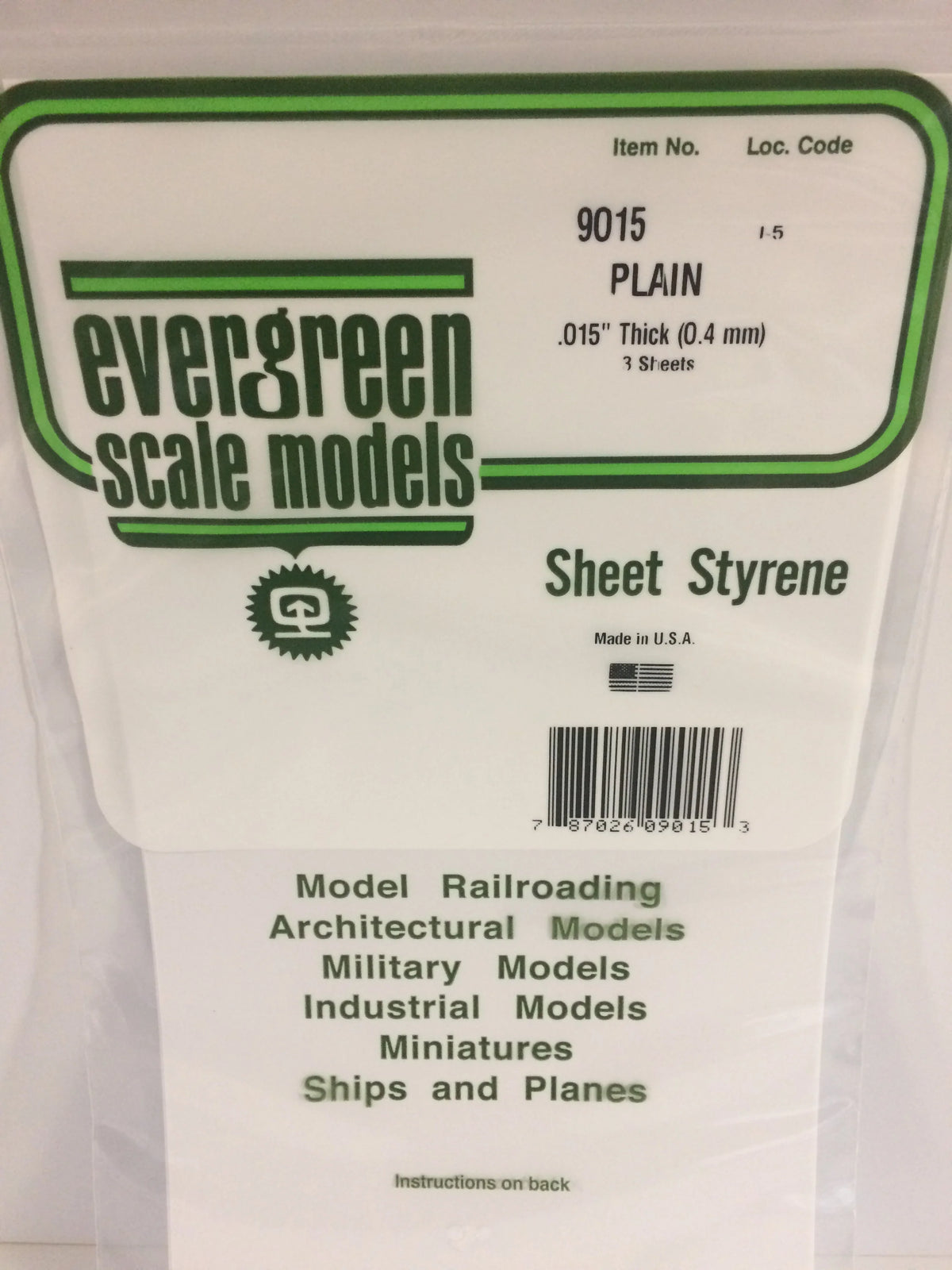 .015 Plain Sheets 6"x12" 3pk