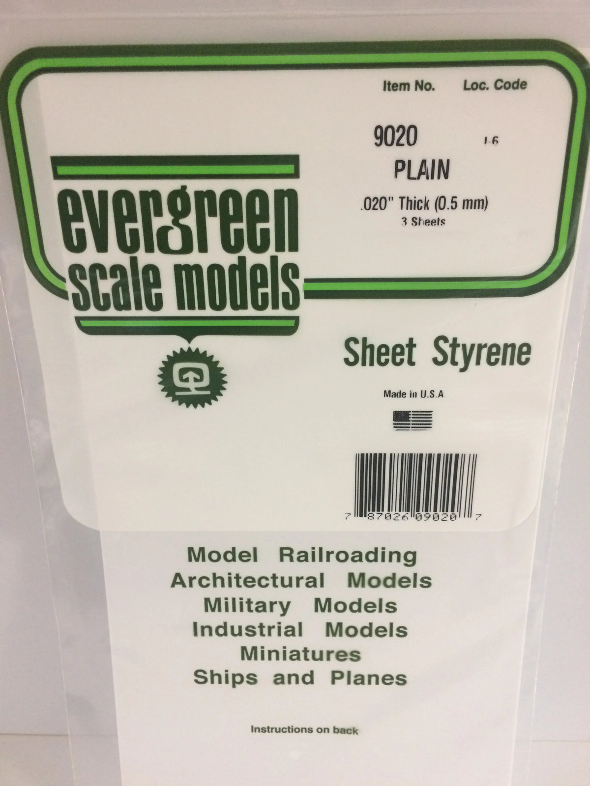 .020 Plain Sheets 6"x12" 3pk
