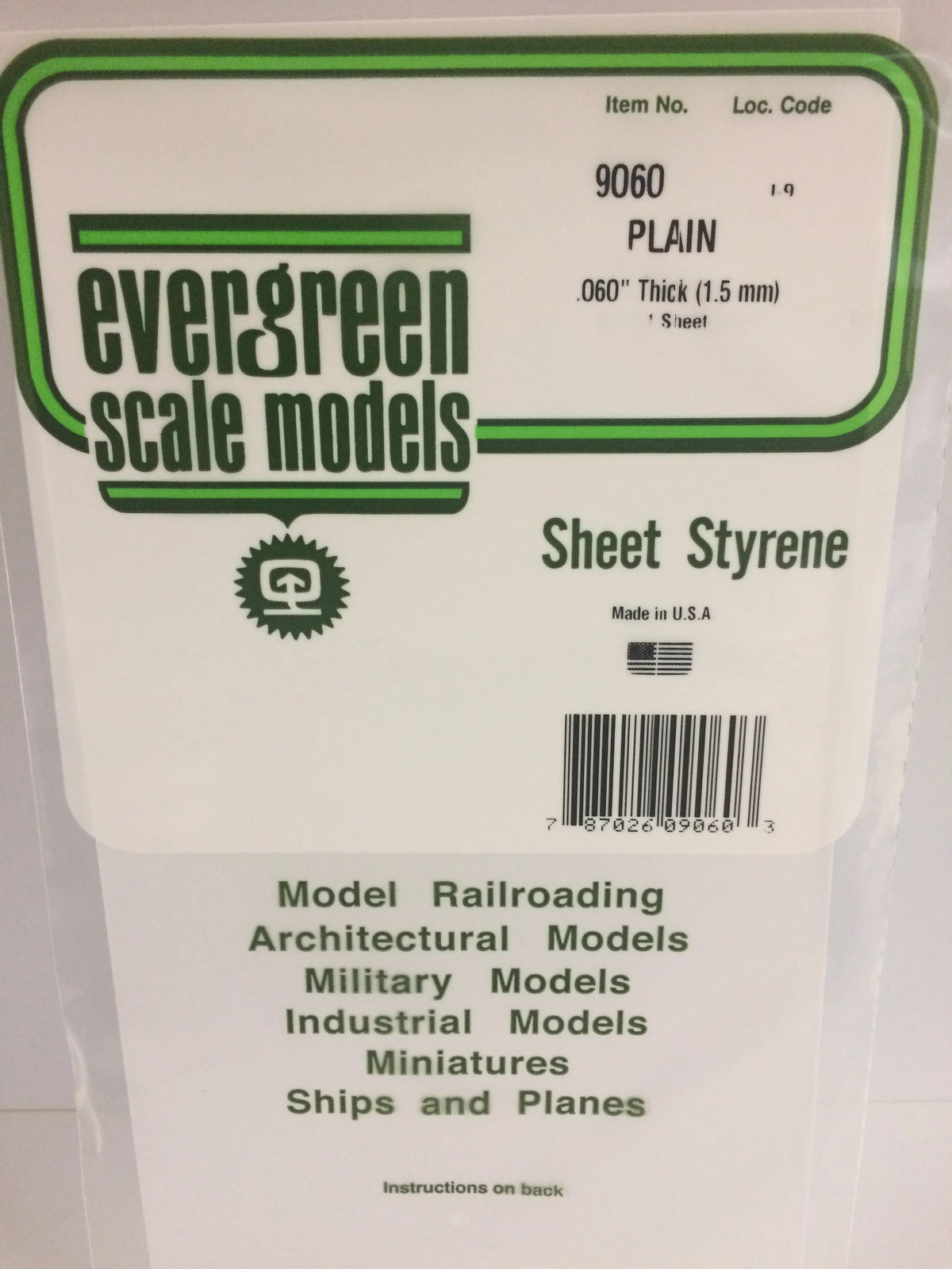 .060 Plain Sheets 6"x12" 1pc
