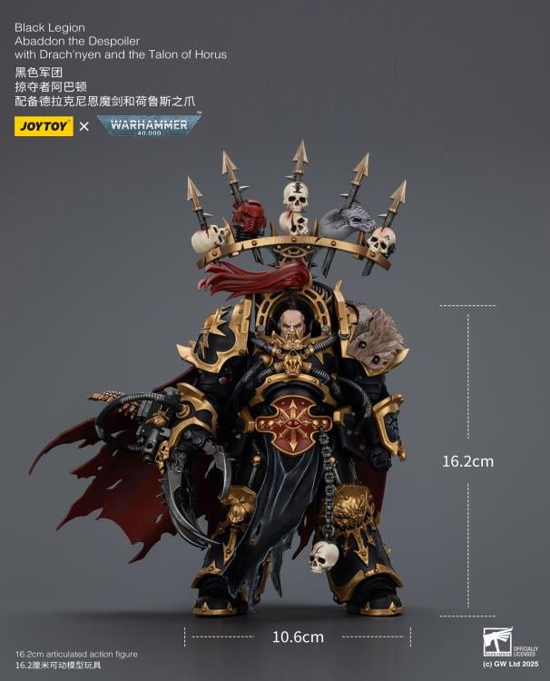 Warhammer 40,000 Black Legion Abaddon the Despoiler with Drach'nyen and the Talon of Horus 1/18 Scale Action Figure