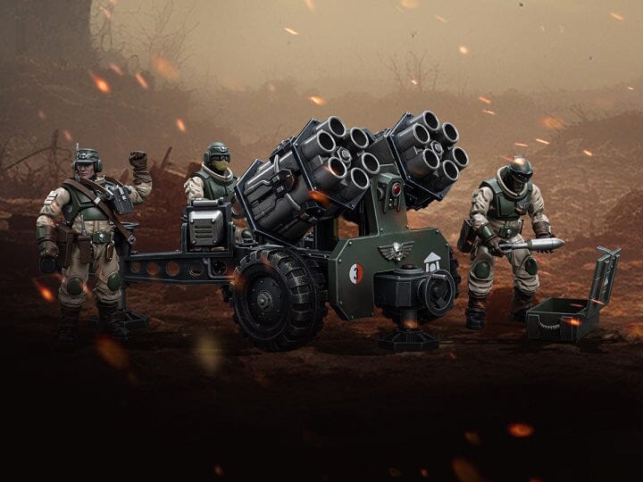 Warhammer 40K Astra Militarum Ordnance Brigade Team with Malleus Rocket Launcher 1/18 Scale Set
