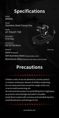 DSPIAE AT-TVA&B Precision Stainless Steel Clamp Vise