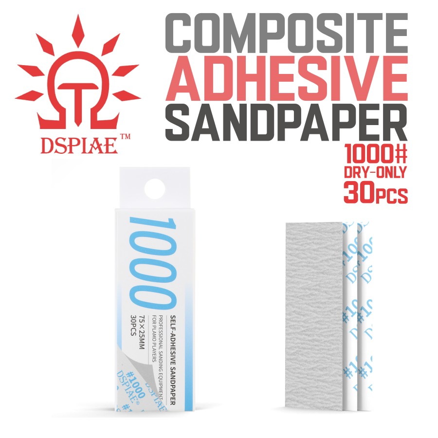 DSPIAE Adhesive Sandpaper Set – 100pcs, 5 Grit (400-1500), DSP-S01 – Premium Sanding Sheets For Hobby & Model Finishing