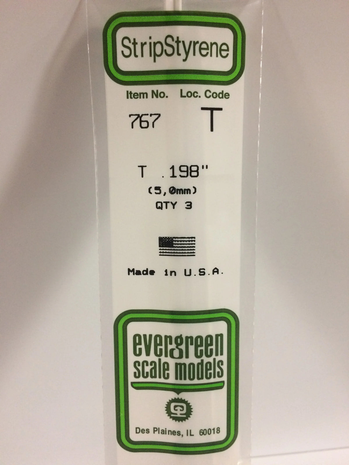 .198 T Shape Strip Styrene 4pk