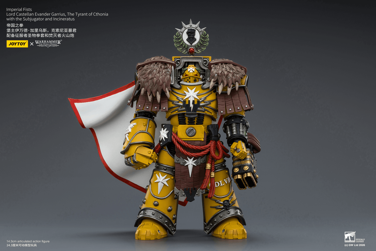 Warhammer The Horus Heresy Imperial Fists Lord Castellan Evander Garrius The Tyrant of Cthonia 1/18 Scale Action Figure