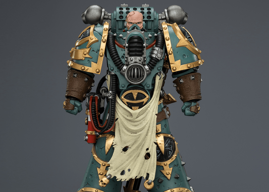 Warhammer The Horus Heresy Sons of Horus Maloghurst the Twisted, the Warmaster's Equerry with Legion Standard and Banestrike Bolter 1/18 Scale Action Figure