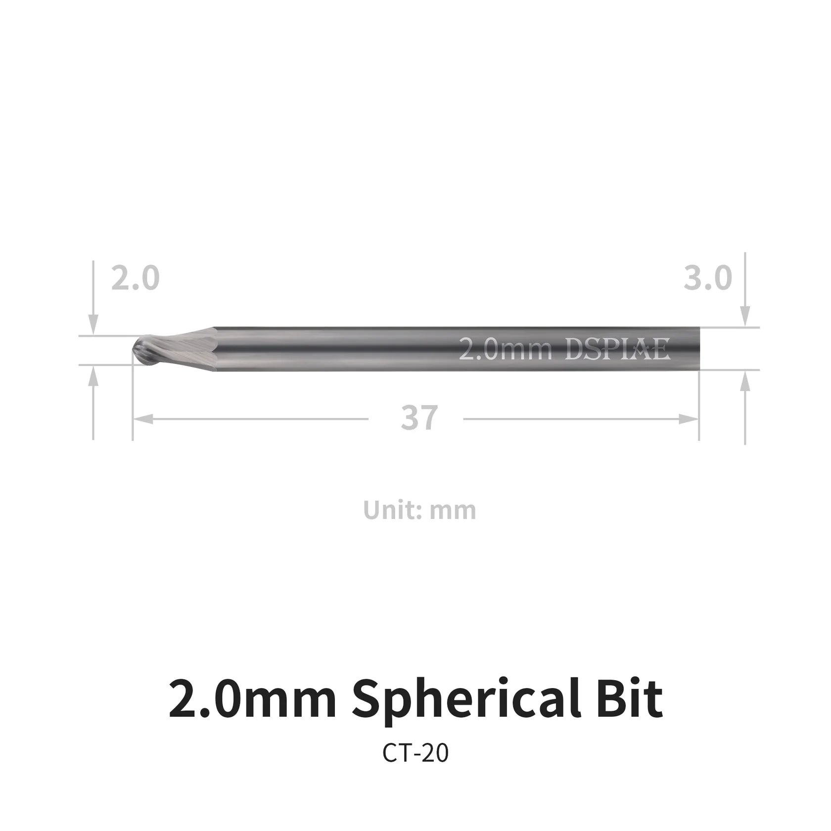 DSPIAE CT-20 2.0mm Spherical Bit