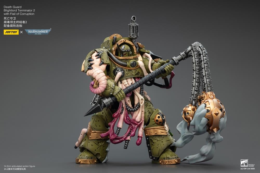 Warhammer 40,000 Death Guard Blightlord Terminator (Ver. 2) with Flail of Corruption 1/18 Scale Action Figure