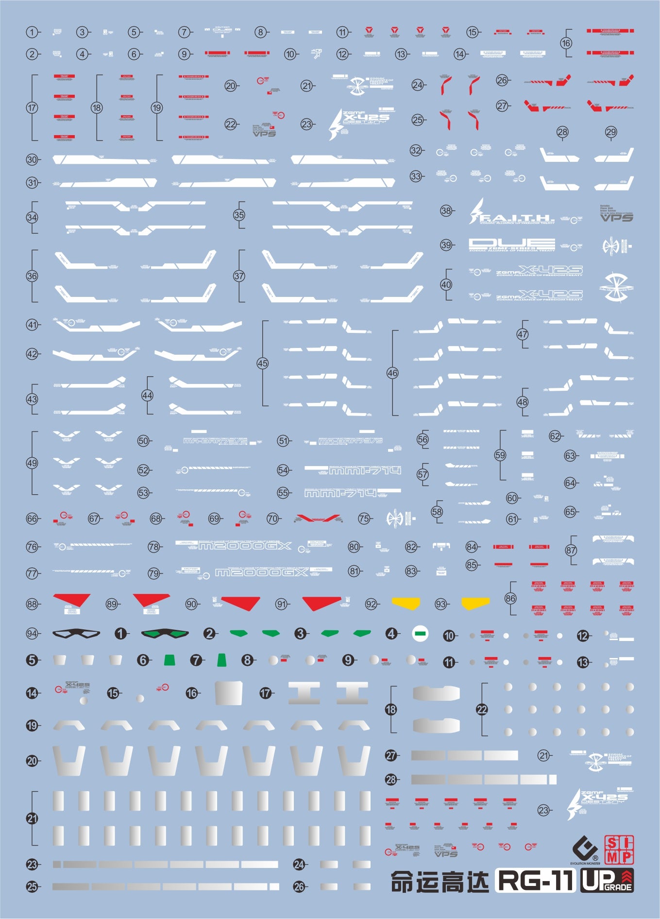 C109 RG Destiny Gundam Water Slide Decal