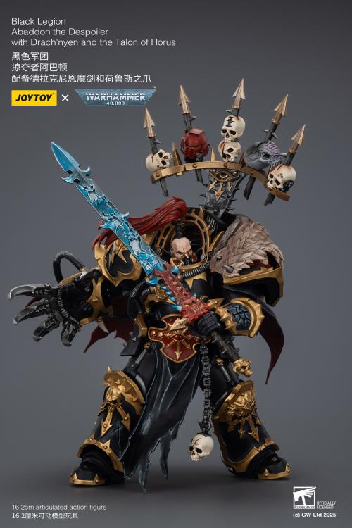 Warhammer 40,000 Black Legion Abaddon the Despoiler with Drach'nyen and the Talon of Horus 1/18 Scale Action Figure