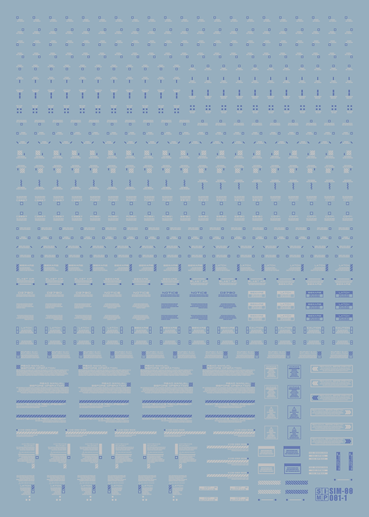 O01-1 UV React Decal Blue and White Water Slide Decals