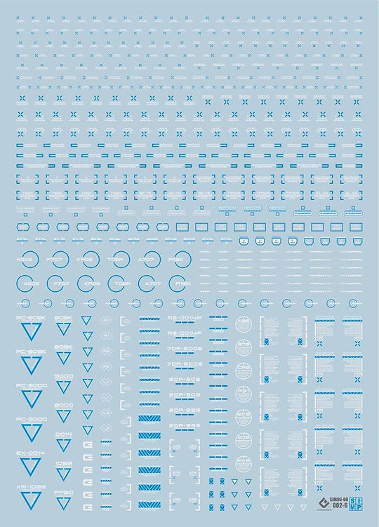 O03-5 UV React Decal Blue, White and Grey Water Slide Decals