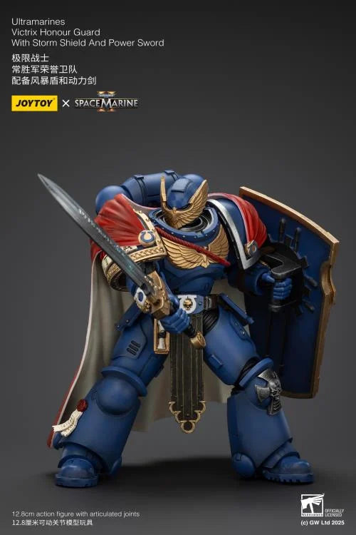 Warhammer 40,000 Space Marine 2 Ultramarines Victrix Honour Guard With Storm Shield And Power Sword 1/18 Scale Action Figure