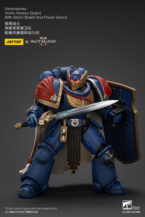 Warhammer 40,000 Space Marine 2 Ultramarines Victrix Honour Guard With Storm Shield And Power Sword 1/18 Scale Action Figure