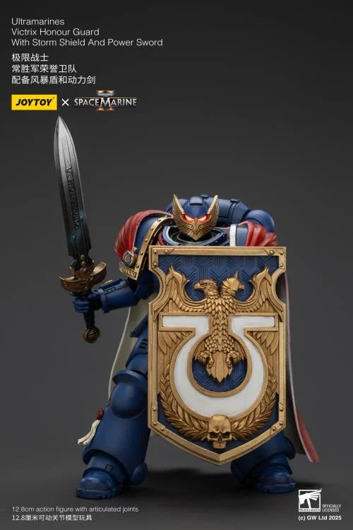 Warhammer 40,000 Space Marine 2 Ultramarines Victrix Honour Guard With Storm Shield And Power Sword 1/18 Scale Action Figure