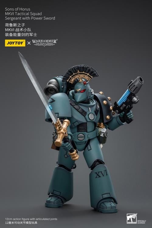 Warhammer 40k Sons of Horus MKVI Tactical Squad Sergeant with Power Sword 1/18 Scale Figure