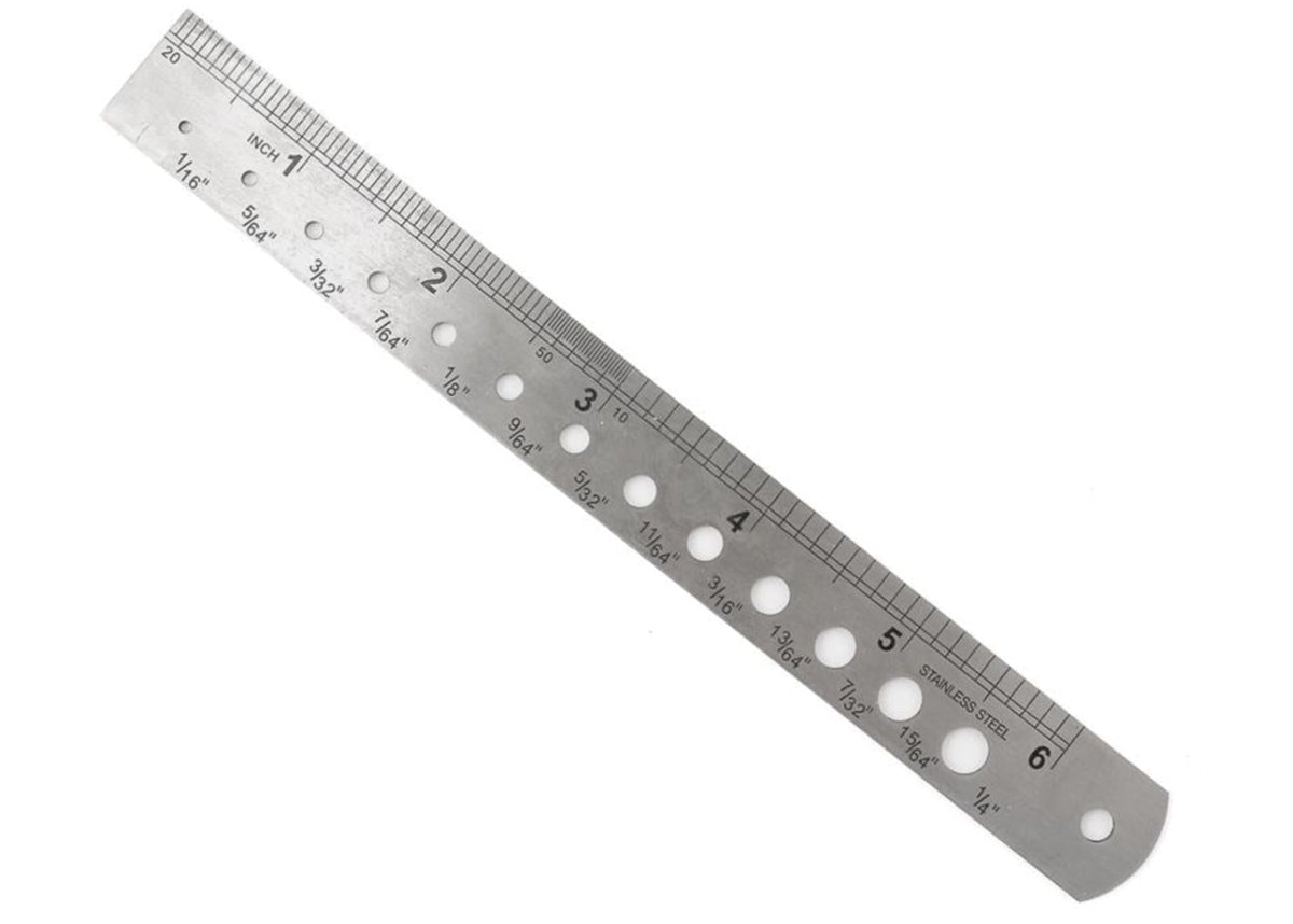 6" SS Ruler w/Drill Gauge, Carded