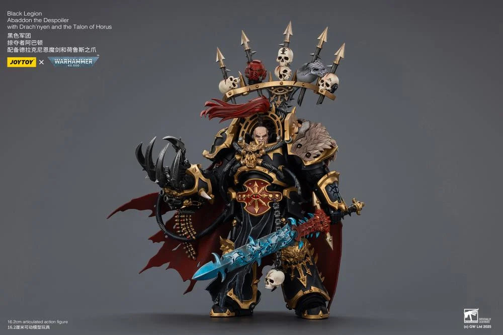 Warhammer 40,000 Black Legion Abaddon the Despoiler with Drach'nyen and the Talon of Horus 1/18 Scale Action Figure