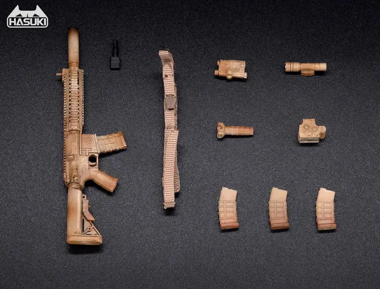 Hasuki WM-04C Assault Rifle Set Desert Camouflage Action Figure Complete Model Option Part 1/12 Scale Accessory
