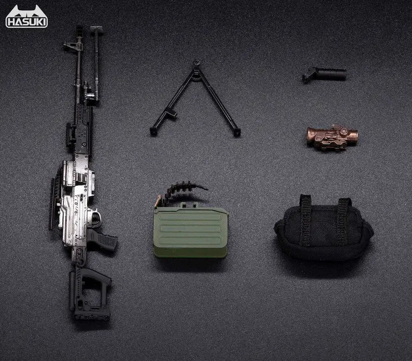 Hasuki WM-05A Regular Machine Gun Set Metal Black Action Figure Option Part 1/12 Scale Accessory
