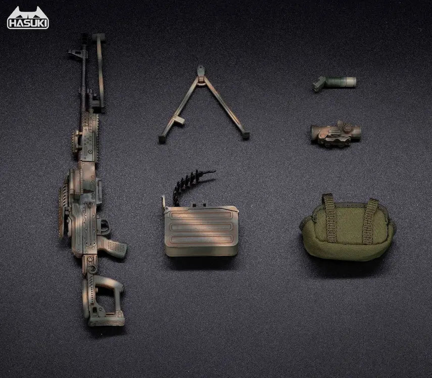 Hasuki WM-05C Regular Machine Gun Set Jungle Camouflage Action Figure Option Part 1/12 Scale Accessory