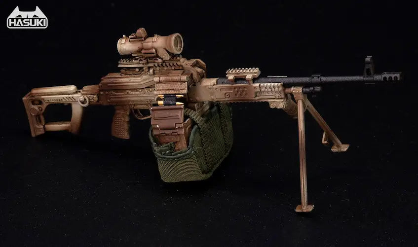 Hasuki WM-05B Regular Machine Gun Set Desert Camouflage Action Figure Option Part 1/12 Scale Accessory