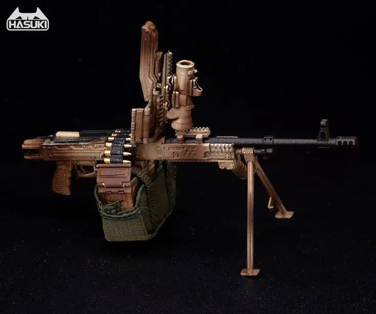 Hasuki WM-05B Regular Machine Gun Set Desert Camouflage Action Figure Option Part 1/12 Scale Accessory