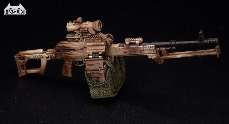 Hasuki WM-05B Regular Machine Gun Set Desert Camouflage Action Figure Option Part 1/12 Scale Accessory