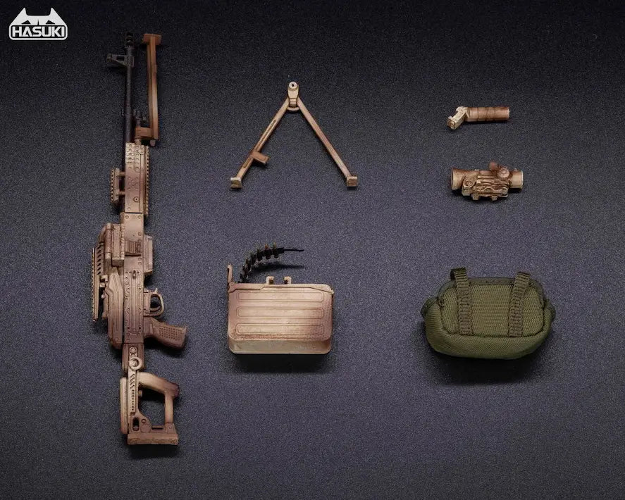 Hasuki WM-05B Regular Machine Gun Set Desert Camouflage Action Figure Option Part 1/12 Scale Accessory