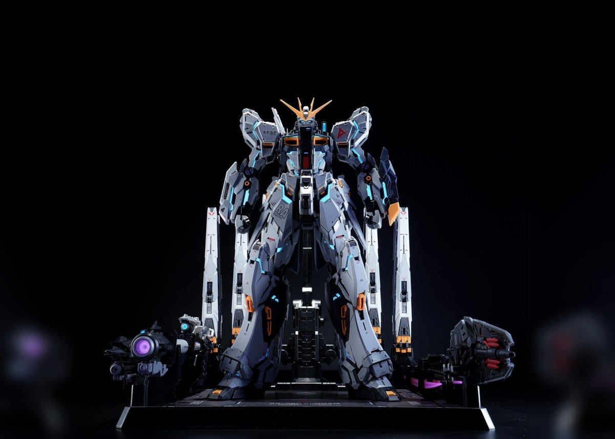 Dragon Tiger Milky Cow GK Nu Double Fin model kit, front view with fin funnels and display base