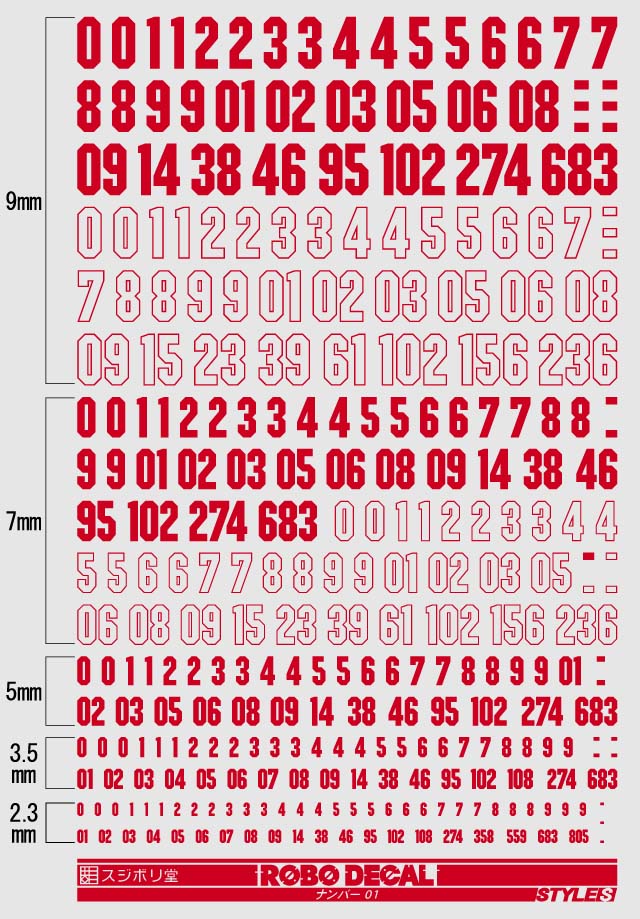 Sujiborido ROBO Decal Number 01 Red