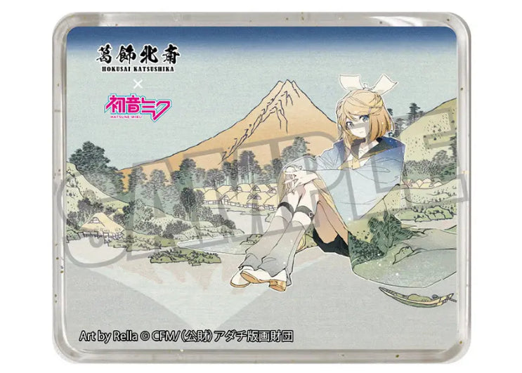 Hokusai Katsushika x Hatsune Miku by Rella 3D Magnet Kagamine Rin Reflection in Lake at Misaka in Kai Province