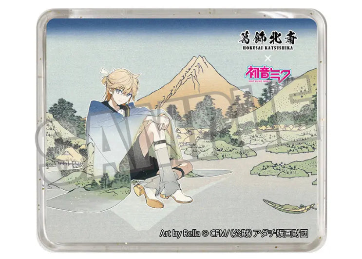 Hokusai Katsushika x Hatsune Miku by Rella 3D Magnet Kagamine Len Reflection in Lake at Misaka in Kai Province