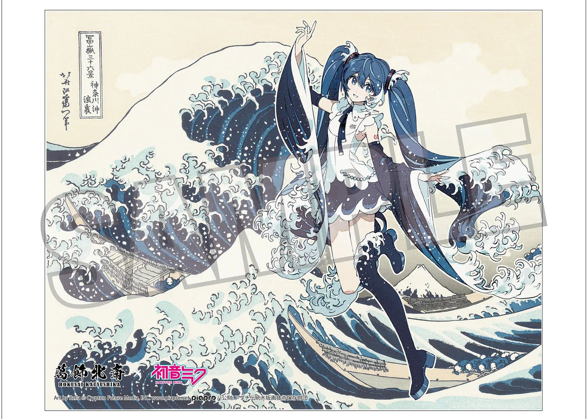 Hokusai Katsushika x Hatsune Miku by Rella Canvas Art Hatsune Miku The Great Wave off Kanagawa