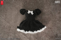 Snail Shell - 30 - Black Silk Bubble-sleeve Dress (True Silk)