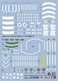 C112 HG Police Zaku (Red+Green) (GQuuuuuuX Ver.) Water Slide Decal