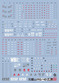 C101 RG RX-78-2 Gundam (Ver. 2.0) Water Slide Decal