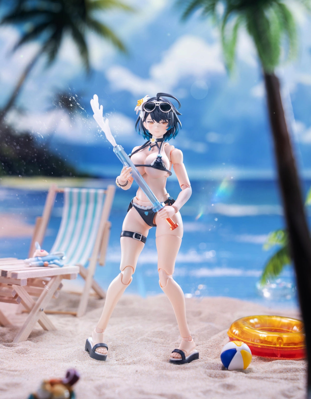 Haze World Xing Shuo Summer Swim Suit Deluxe Ver. 1/12 action figure, standing with water stick on a beach