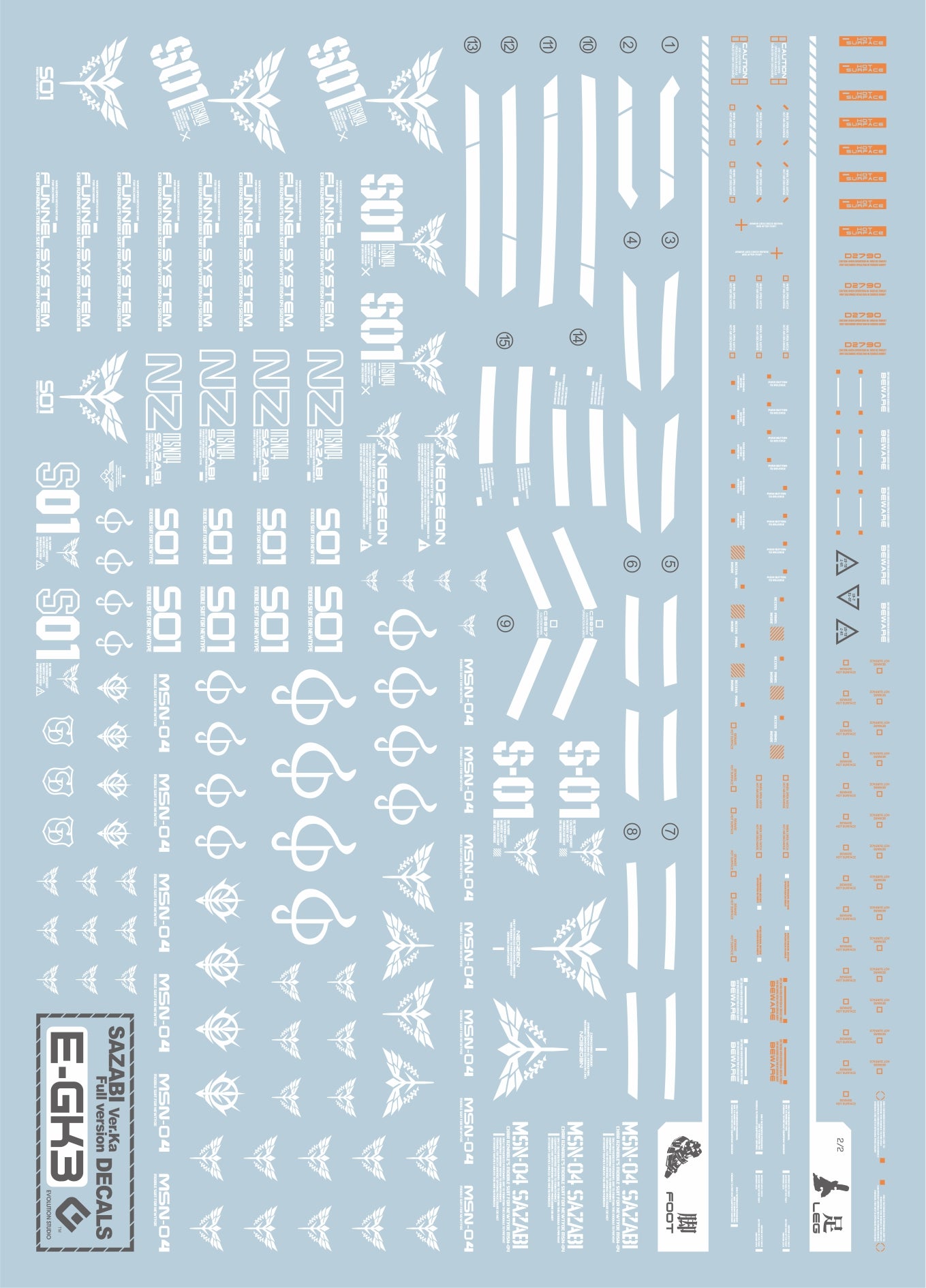 E57 MG Sazabi GK enhanced Decal Sheet